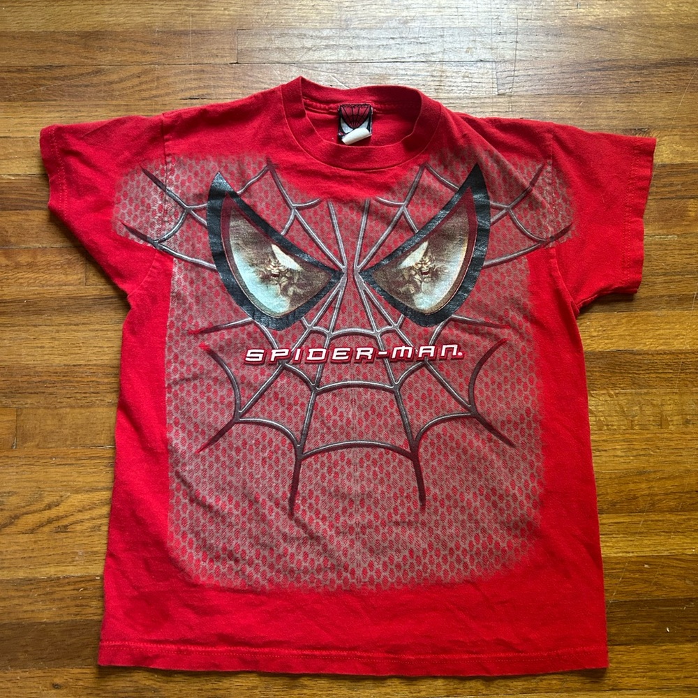 Vintage 2002 SPIDER-MAN Boys Youth M Red Shirt Marvel Comics Rare Movie Promo